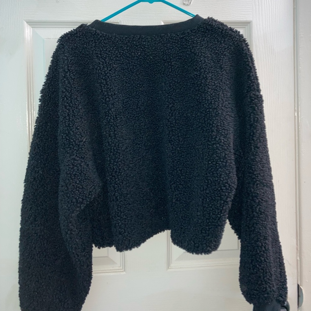 black fuzzy crop sweater